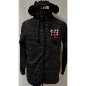 NBA Chicago Bulls Small Grey Black Zip Up Hooded Basketball Polyester Jacket